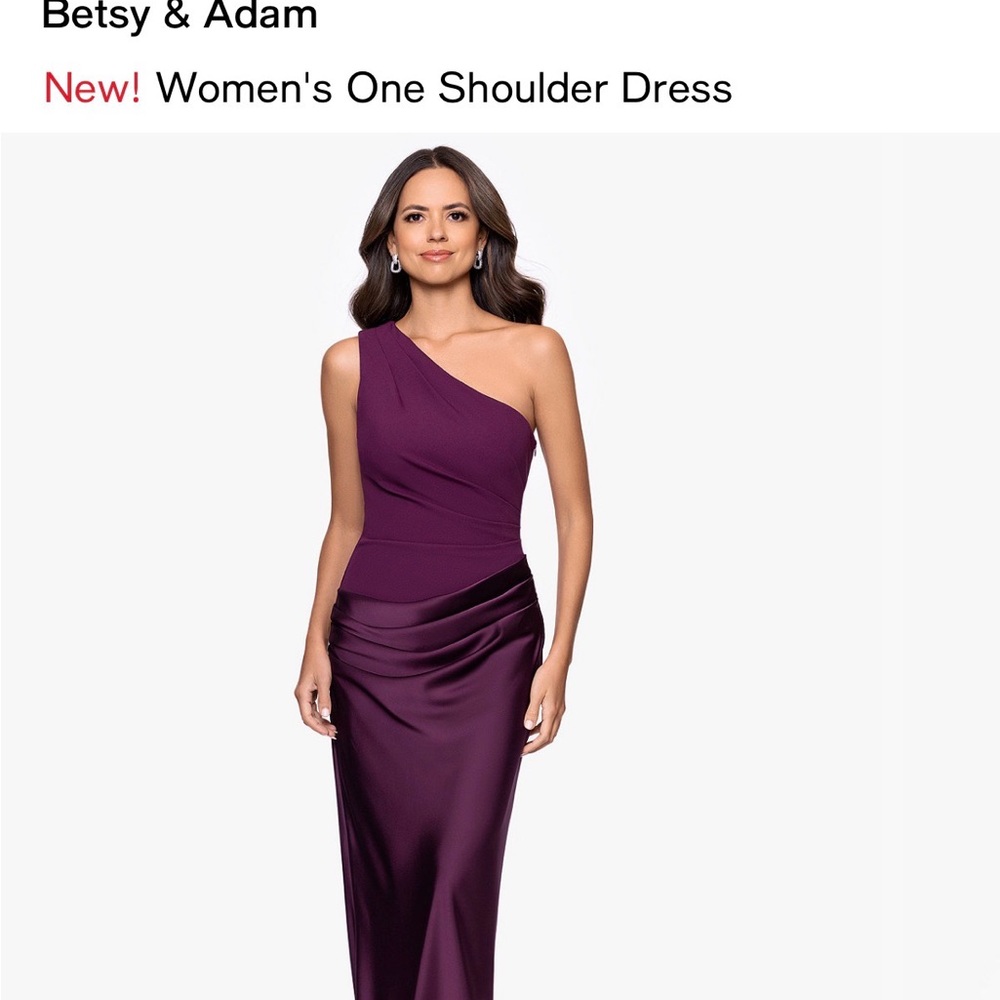 Betsy & Adam One Shoulder Dress in Deep Purple